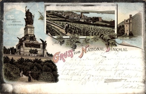 Litho rüdesheim rhein - rüdesheim,