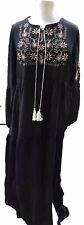 Kleid Folklore Abaya Kaftan Tunesien Gypsy Boho Schwarz bestickt 48 Hippie neu