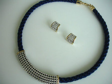 Pierre Lang Set Collier Kette 48cm Anhänger Ohrringe GO Zirkonia