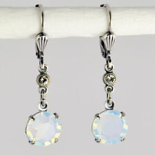Grevenkämper Ohrringe Swarovski Kristall Silber Rund 8 mm lang weiß White Opal