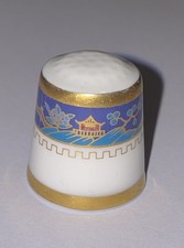 Fingerhut Porzellan Royal Doulton Jap. Häuser Porcelain Thimble De A Coudre