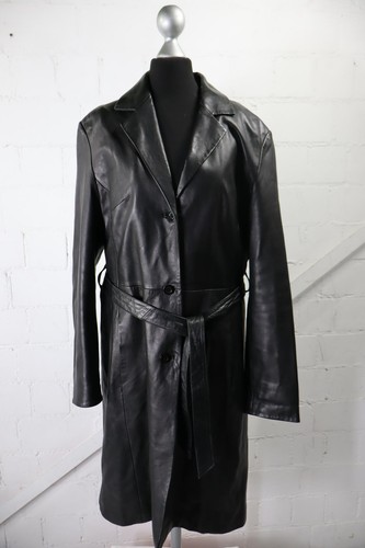Gaddis schwarzer leder - schwarzer, leder-mantel