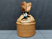 Spardose Geldsack Sparkasse Money Bag mit Schloß - Leder Vintage 1970er Jahre