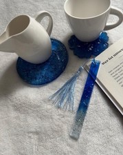 Tee Set Untersetzer Lesezeichen Aus Epoxidharz Unikat Winterwonderland