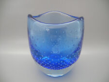 Vase Bubbles Luftblasen blau Murano 2farbiges Glas H=14 cm Italien