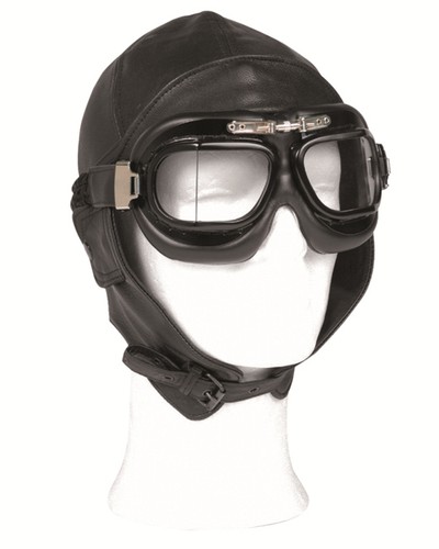 Flieger lederhaube schwarz - lederhaube,