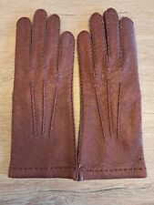 Damen Peccary-Leder-Handschuhe dunkelrot Gr 7 mit Viskoseinnenfutter