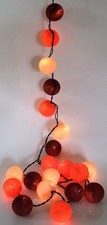 Stoff Ball Lichterkette, 20`er LED Kugel Lampion Lichterkette - Sommer Farbe