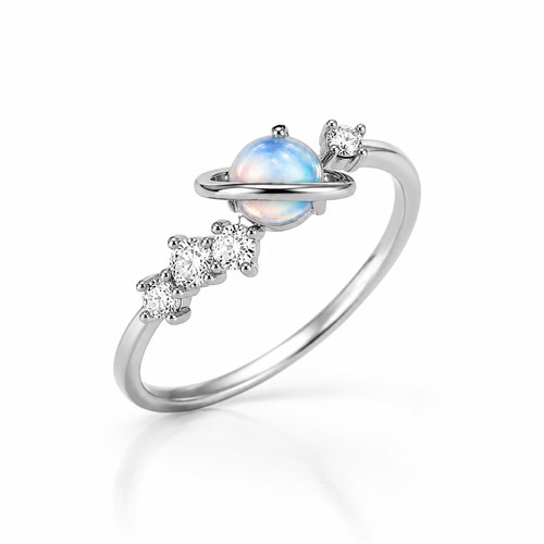 Ring silber runder stein - ring,