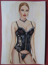 Original Ölgemälde auf Papier, oil on paper nude painting, femme nu A4