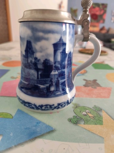 Bierkrug mit zinndeckel - zinndeckel, und