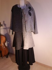 Sarah Santos, Lagenlook Tunika+Jacke, gr. XL-XXL, 90 % Wolle, Grau.