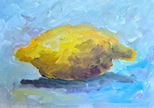 Zitrone Ölmalerei 15x10 cm