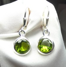 Peridot Olivin Ohrhänger 925 Silber Klappbrisur ca. 9,5 mm Durchmesser - NEU -