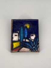 * KERAMIK WANDFLIESE WANDPLATTE WANDBILD MEDITERRAN DORF VINTAGE MID CENTURY