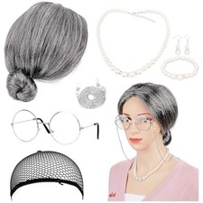 Oma Kostüm Set, Grau