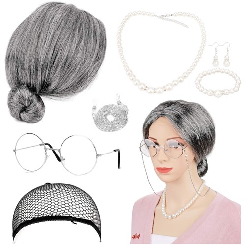 Oma kostüm set grau - kostüm,