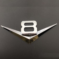Silver V8 Metal Emblem Car