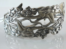 925 Sterlingsilber teilweise geschwärzt Jugendstilmotiv Replika Armreif