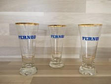 3 Pernod Gläser alt mit Goldrand und goldenem Eichstrich 60er/70er Jahre