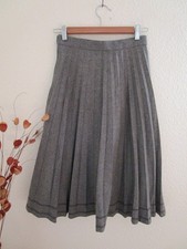 Rock 36/38 Lady Ascot Plissee grau Woll-Mischung Vintage