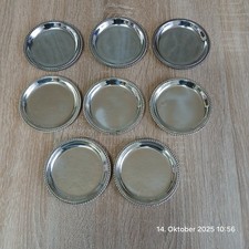 3 + 5 BBI Glasuntersetzer versilbert ? ; Kordelrand, mit Gebrauchsspuren