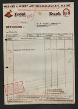 MAINZ, Rechnung 1936, Werner & Mertz AG Erdal Rotfrosch Kwak Bohnerwachs