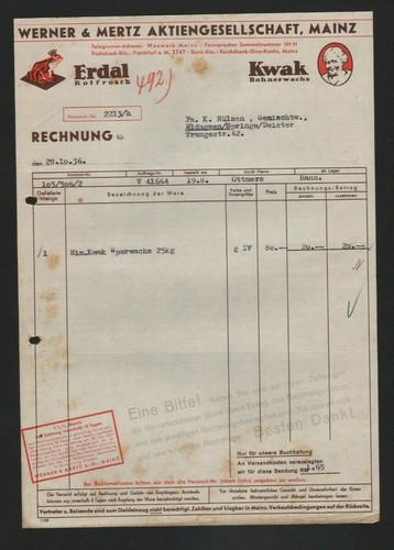 Mainz rechnung 1936 werner - rechnung,
