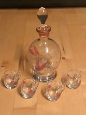 50 er 60 er Glaskaraffe Likör Flasche Schnaps Karaffe Whisky Vintage mit Gläser