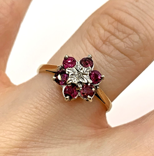 Rubin diamant ring kt gold - ring, 9