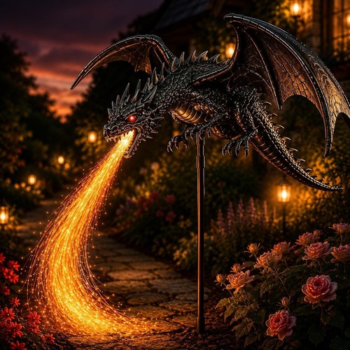 Solar drache feuer gartenpfahl - drache,