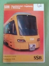 Fahrplan VVS SSB Stuttgart Straßenbahn U29 Hauptbahnhof - Vogelsang von 2019