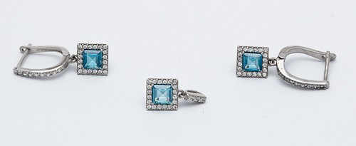 925 silber set mit blauen - silber,