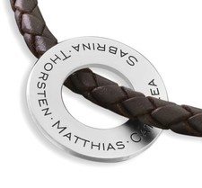 Herrenkette Leder mit Gravur Anhänger Männerkette Namensschmuck 925 Silber