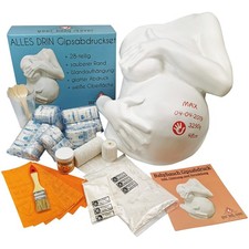 ALLES DRIN | Gipsabdruck Babybauch Set inkl. Glättung & Veredelung | 1A Geschenk