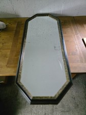 Vintage Wandspiegel Achteckig Schwarz Goldrahmen Retro Stil 110x47 cm