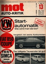 Zeitschrift MOT Auto Journal #13 1965 19.6.65 VW 1500 Fiat 850 Coupe Simca 1000