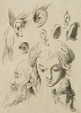 LAMORLET (*1626) nach BLOEMAERT (*1566), Zeichenvorlage. Kopfstudien, KSt.