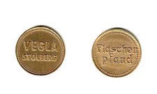 Münze Flaschenpfand Stolberg Rheinland - Vegla - Glasfabrik - goldfarbig - RAR