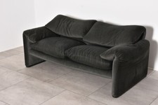 2er Designer-Sofa Cassina  Italy mit Stoffbezug grau mit blauen Streifen gebrauc