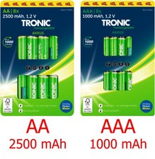 TRONIC® XXL Akku Ni-MH »Ready 2 Use« / 1,2V / 8 Stück,  AA 2500mAh / AAA 1000mAh