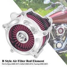 Chrom Turbine Luftfilter Rot Einlass Für Harley Dyna Street Fat Bob 2000-2017