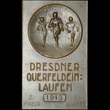 DRESDEN / SACHSEN: Bronze-Plakette 1913. DRESDNER QUERFELDEIN-LAUFEN - 2. PREIS.