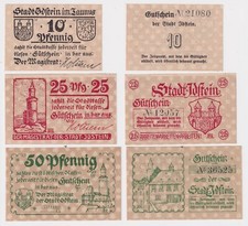 10, 25 & 50 Pfennig Banknoten