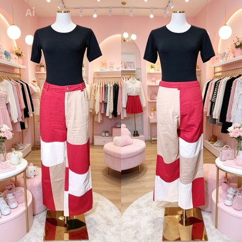Farbblock damen hose - farbblock,