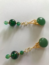 Ohrclips/Aventurin Cabochon 16mm/Lampworkperlen/kleine Achatperlen/6/AUSVERKAUF