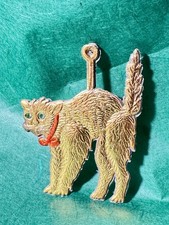 Christbaumschmuck Dresdner Pappe Weihnachtsschmuck Katze Cat Gold Kater