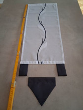 Gardine Scheibengardine von Hand genäht weiß schwarz  68/76 X 30 cm