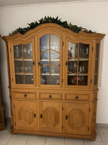 Vitrinenschrank eiche massiv - eiche,