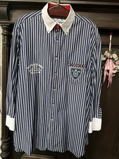 Paul&Shark Herrenhemd Kragenw. 45, TW 138 cm blau/weiß gestreift + Ersatzknöpfe
